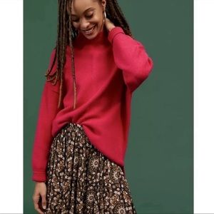 ANTHROPOLOGIE Maeve Crystal tunic Sweater Pink Ovesized small Anthro